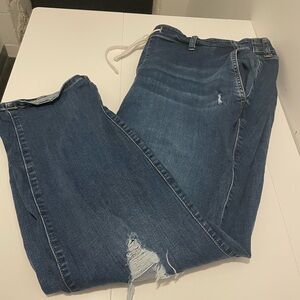 Torrid Brand Pull-On Drawstring Distressed Super Soft Mid-Rise Jeans Size 4R